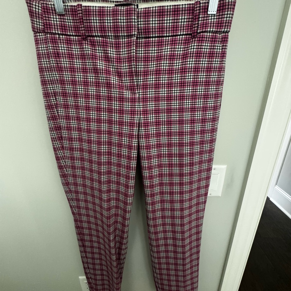 J. Crew Plaid Trousers in Red and Black